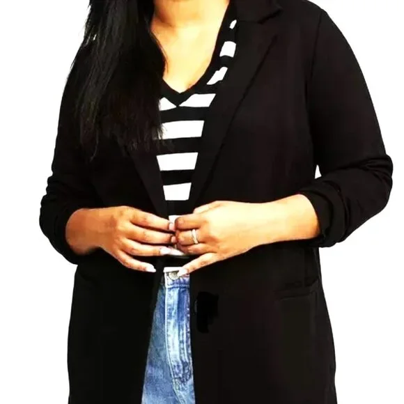 NWT TORRID Women's Longline Open Front Black Blazer - Picture 6 of 16